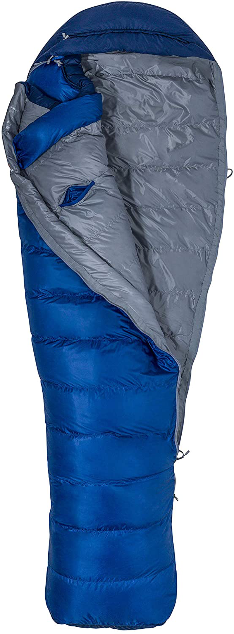 Marmot Sawtooth Sleeping Bag: 15 Degree down Surf/Arctic Navy, Reg/Right Zip