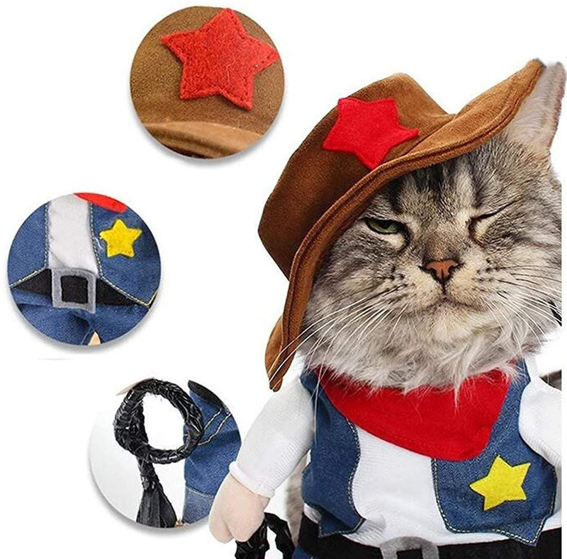 NACOCO Cowboy Dog Costume with Hat Dog Clothes Halloween Costumes for Cat and Small Dog Animals & Pet Supplies > Pet Supplies > Cat Supplies > Cat Apparel NACOCO   