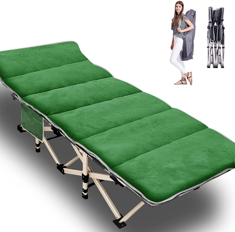 Lilypelle Folding Camping Cot, Double Layer Oxford Strong Heavy Duty Sleeping Cots with Carry Bag, Portable Travel Camp Cots for Home/Office Nap and Beach Vacation