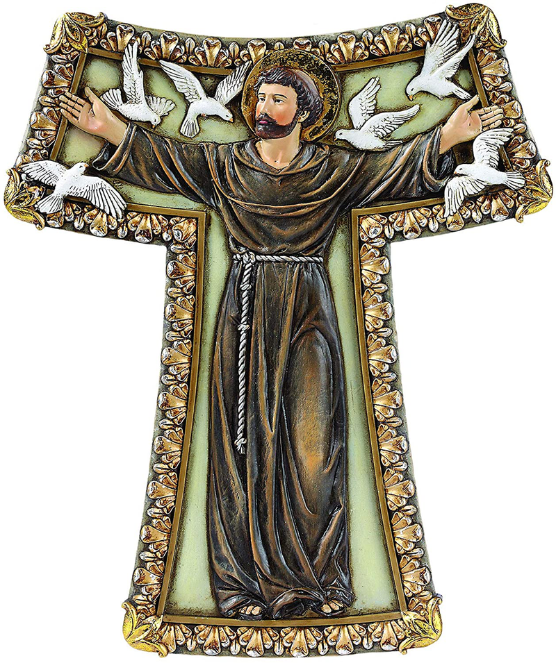 Joseph's Studio by Roman - Collection, 8.75" H Tau Cross W/St Francis, Made from Resin, High Level of Craftsmanship and Attention to Detail, Durable and Long Lasting Home & Garden > Decor > Artwork > Sculptures & Statues Joseph's Studio Default Title  