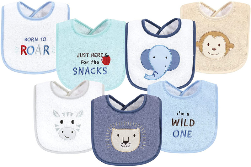 Hudson Baby Unisex Baby Cotton Terry Drooler Bibs with Fiber Filling Home & Garden > Decor > Seasonal & Holiday Decorations Hudson Baby Wild One One Size 