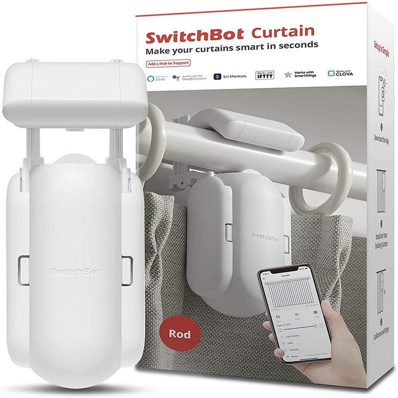 SwitchBot Curtain Smart Electric Motor - Wireless App or Automate Timer Control, Add Hub Mini/Plus Compatible with Alexa, Google Home, HomePod, IFTTT (Rod, White) Home & Garden > Kitchen & Dining > Kitchen Appliances SwitchBot Rod White  