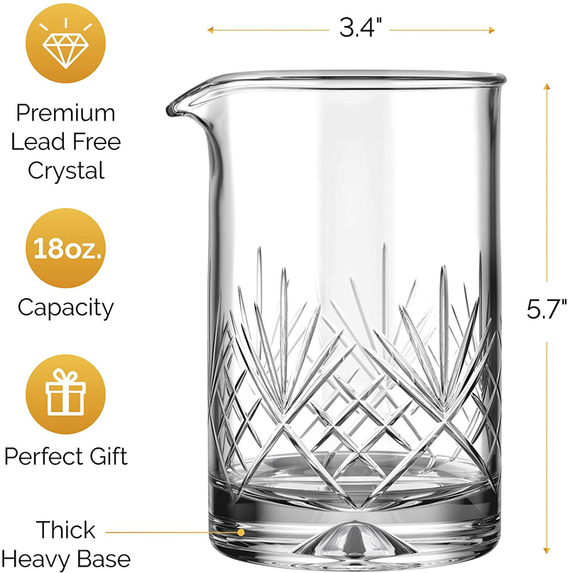 MOFADO Crystal Cocktail Mixing Glass - 18oz 550ml - Thick Weighted Bottom - Premium Seamless Design - Professional Quality Home & Garden > Kitchen & Dining > Barware Mofado   