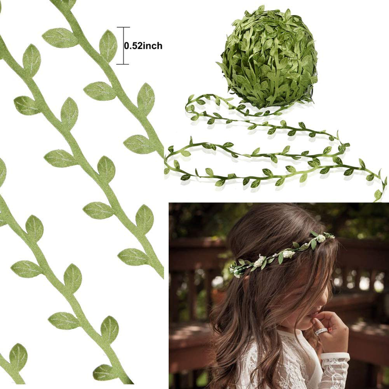 MMkiss 65 Ft Artificial Vines,Artificial Eucalyptus Leaf Garland Fake Hanging Plants Leaves DIY Wreath Foliage Green Leaves Ribbon Decorative Wreath Accessory Wedding Wall Crafts Party Décor Home & Garden > Plants > Flowers MMkiss   