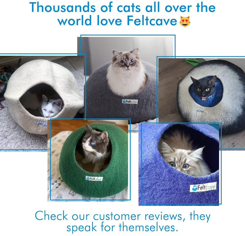 Feltcave Wool Cat Cave Bed, Handmade Covered Cat Bed Cave, Wooly Cave for Cats, Dome Shaped Cat Pod, Cat Beds & Furniture, Felt Cat Beds for Indoor Cats Animals & Pet Supplies > Pet Supplies > Cat Supplies > Cat Beds Feltcave   