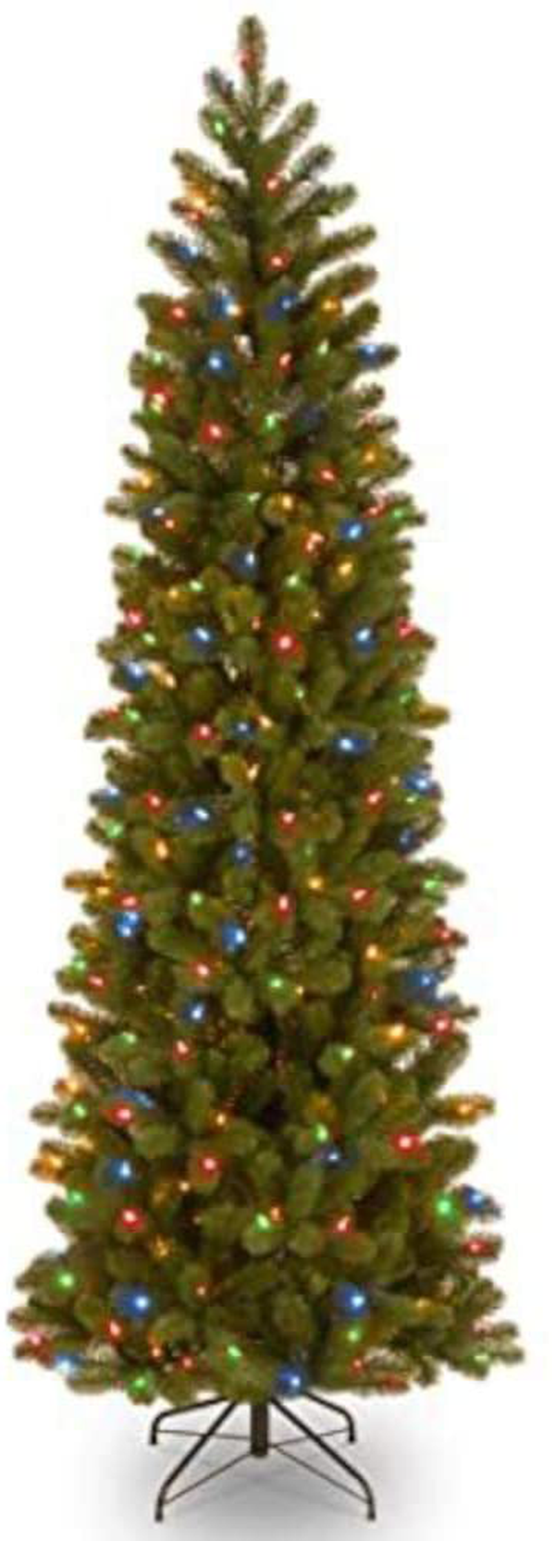 National Tree Company 'Feel Real lit Artificial Christmas Tree Includes Pre-Strung Multi-Color LED Lights, Memory Shape and Stand, 7.5 ft, Downswept Douglas Fir Slim Slim