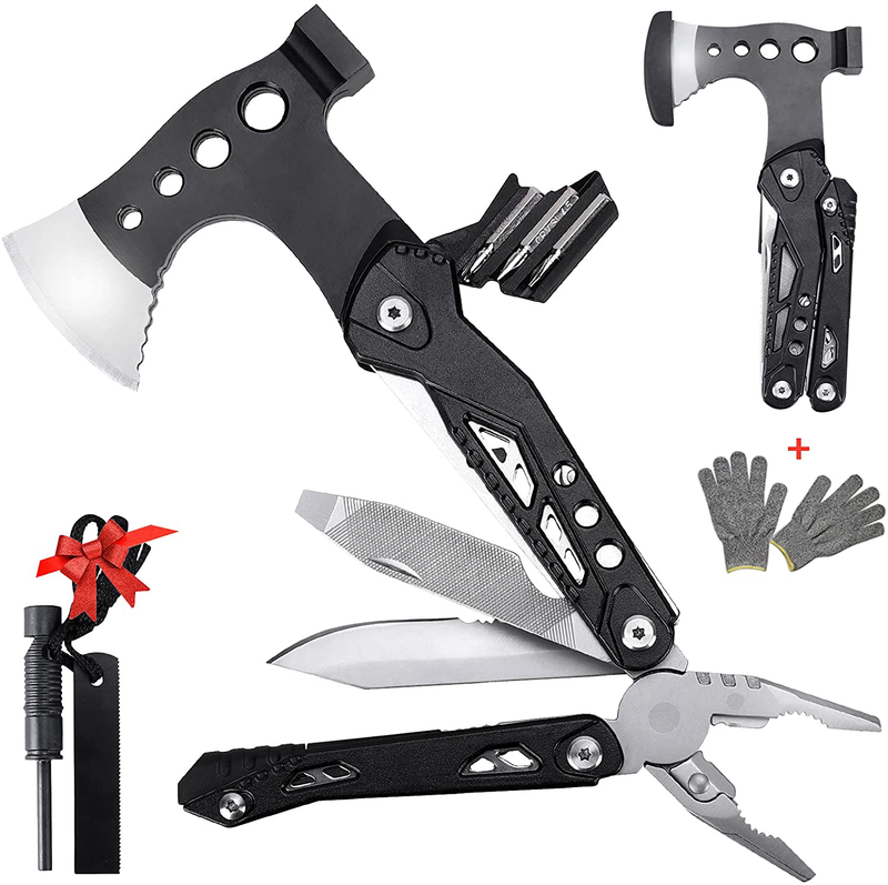 GRESOU Multitool Axe Hammer, 14 in 1 Camping Survival Gear and Equipment, Multitool Hatchet with Saw Screwdrivers Pliers Bottle Opener, Camping Accessories Gifts for Men Outdoor Hiking Hunting Sporting Goods > Outdoor Recreation > Camping & Hiking > Camping Tools GRESOU Axe Multitool  