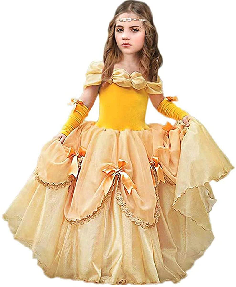 KIOMI Cinderella Princess Dress Costume for Toddler Girls Halloween 2-11T Apparel & Accessories > Costumes & Accessories > Costumes KIOMI Yellow 4-5T 
