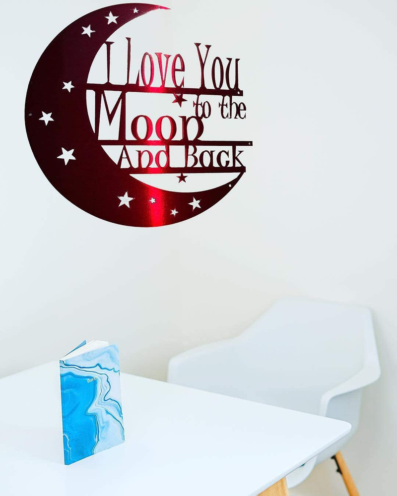 I Love You To The Moon And Back Wall Art - Steel Roots Decor - 12’’ (Black) - Decoration Hanging gift with Love Quote - Monogrammed Gift For Anniversary and Valentine’s day - Powder Coated Metal Laser Cut Holes Home & Garden > Decor > Artwork > Sculptures & Statues Steel Roots Decor   