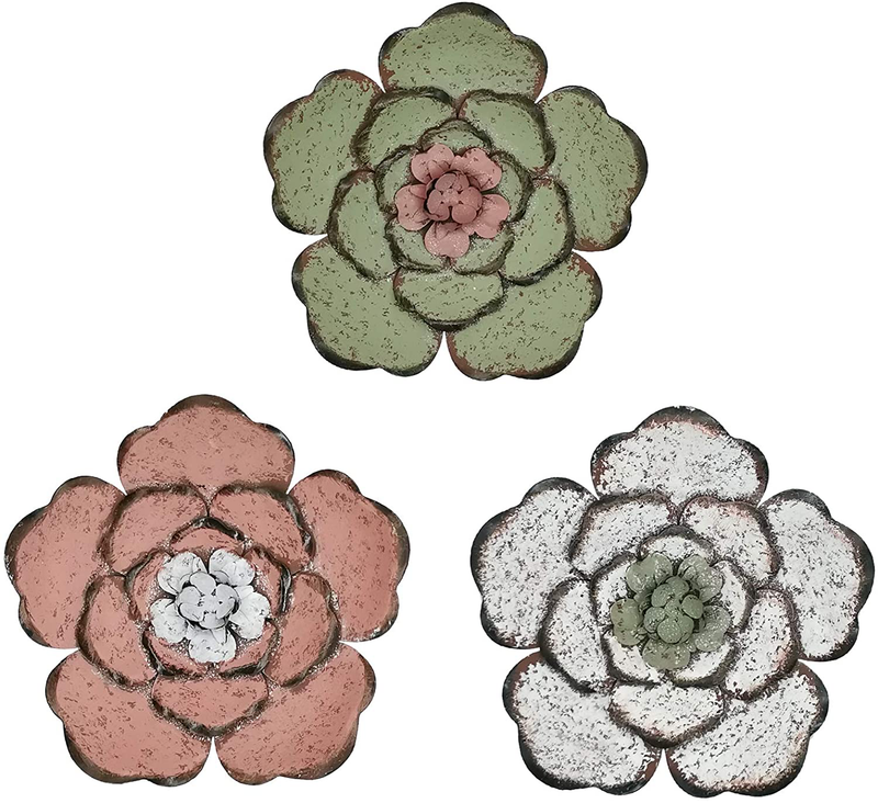 Metal Flower Wall Decor Multiple Layer Wall Art Decoratin for Home Living Room Outdoor Garden Porch Patio (Rose Gold) Home & Garden > Decor > Artwork > Sculptures & Statues YSHU Colorful-2  