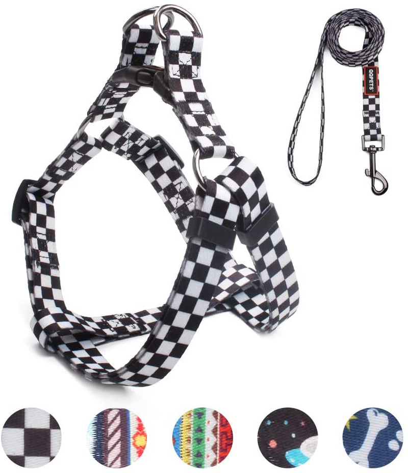 QQPETS Dog Harness Leash Set Adjustable Heavy Duty No Pull Halter Harnesses for Small Medium Large Breed Dogs Back Clip Anti-Twist Perfect for Walking Animals & Pet Supplies > Pet Supplies > Dog Supplies Guangzhou QQPETS Pet Products Co., Ltd. Black plaid L(23"-32" Chest Girth) 