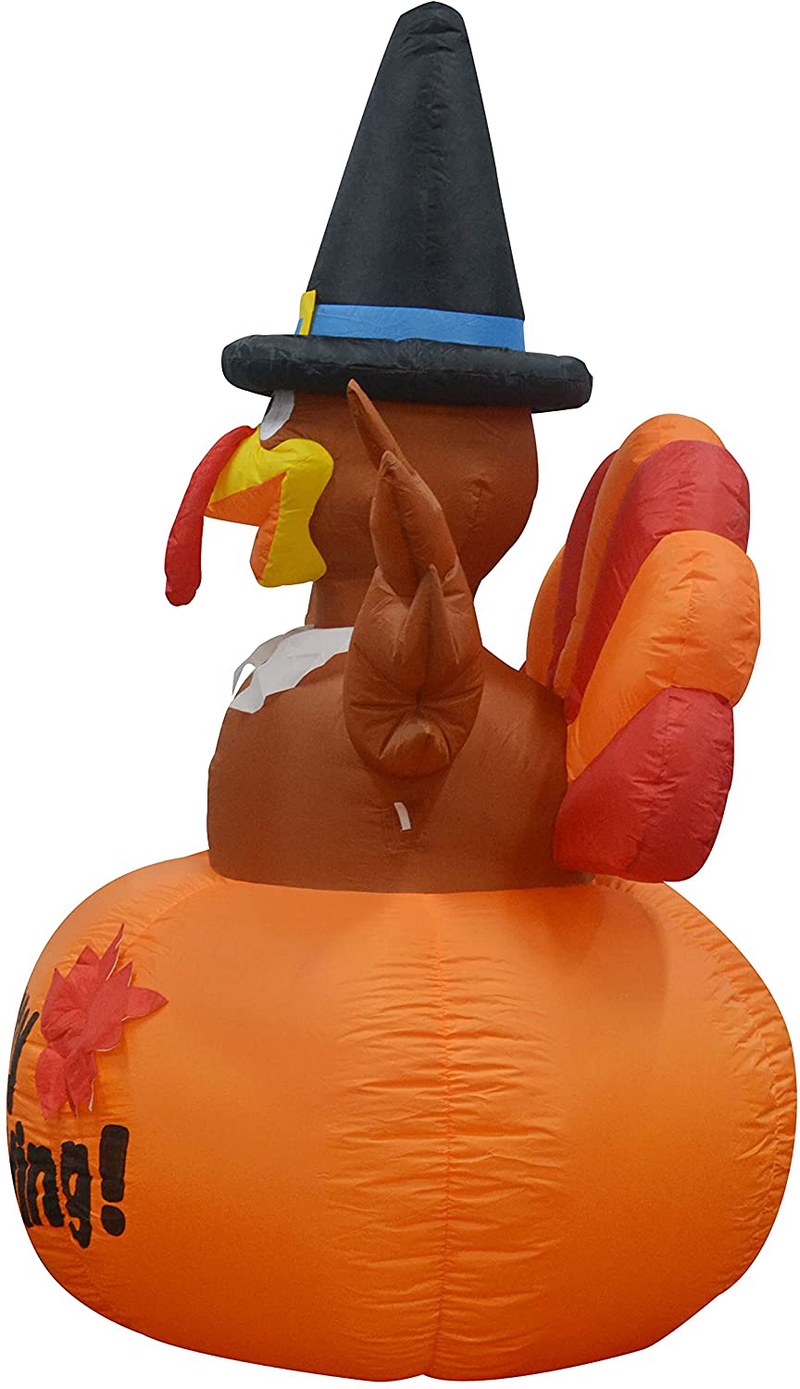 GOOSH 6 Ft Height Thanksgiving Inflatables Outdoor Turkeys Standing in The Pumpkin, Blow Up Yard Decoration Clearance with Build-in LED Lights for Party/Indoor/Lawn/Holiday/Garden Display Home & Garden > Decor > Seasonal & Holiday Decorations& Garden > Decor > Seasonal & Holiday Decorations GOOSH   