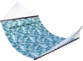 HENG FENG 2 Person Hammock ,10-12 FT Double Quilted Fabric Hammock with Spreader Bars,Hammock Without Stand,Without Chain,Blue & Aqua Home & Garden > Lawn & Garden > Outdoor Living > Hammocks HENG FENG Palm  