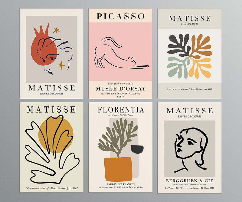 Henri Matisse Poster Artwork Exhibition Florentia Prints Wall Art Line Art Apartment Decoration 12X18Inx6P-Unframe Home & Garden > Decor > Artwork > Posters, Prints, & Visual Artwork kisswen   