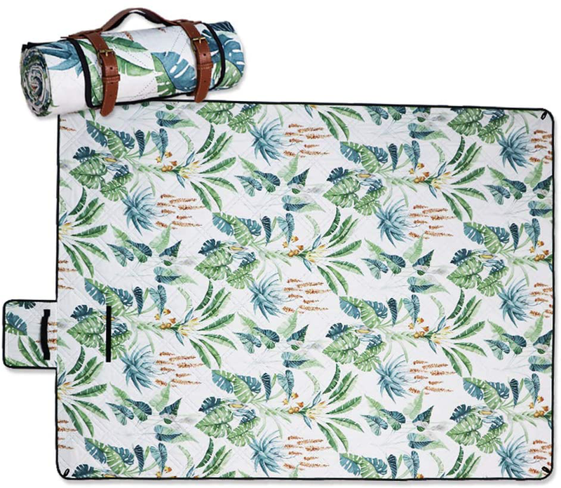 Sata Extra Large Beach & Picnic Blanket, 78" x 59”Picnic Blankets Floral Prints, Machine Washable Picnic Blanket Waterproof Home & Garden > Lawn & Garden > Outdoor Living > Outdoor Blankets > Picnic Blankets Sata PB-Long Leaf  