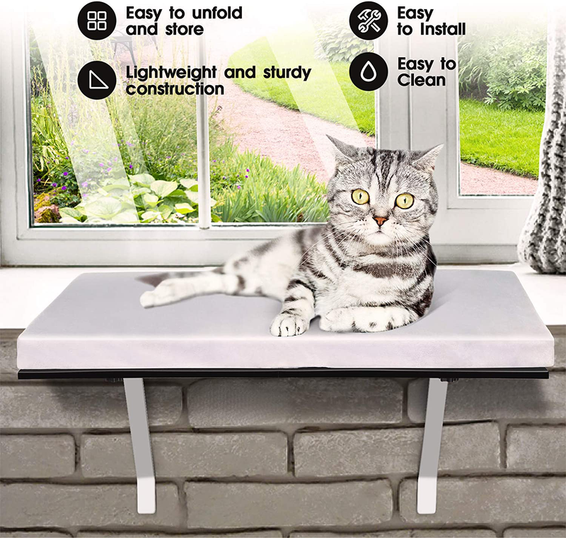 Topmart Pet Cat Window Seat Wall Mount Perch House Pets Furniture Saving Space All around 360° Sunbath for Cats,Durable Steady Cat Shelf for Kitten
