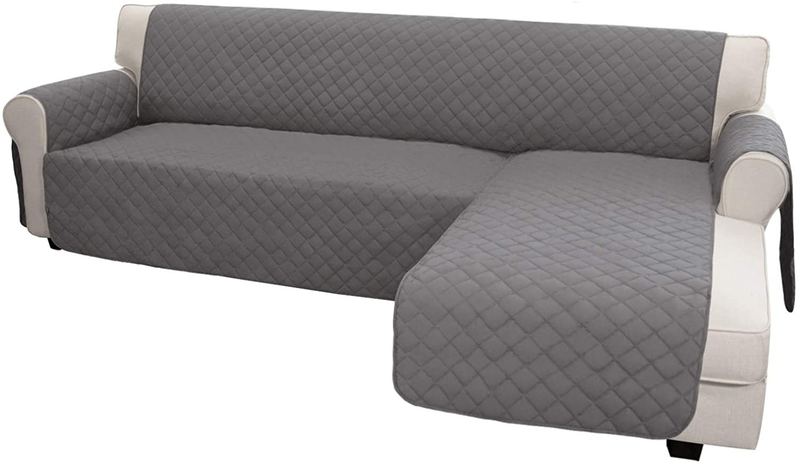 Easy-Going Sofa Slipcover L Shape Sofa Cover Sectional Couch Cover Chaise Slip Cover Reversible Sofa Cover Furniture Protector Cover for Pets Kids Children Dog Cat (Large,Dark Gray/Dark Gray) Home & Garden > Decor > Chair & Sofa Cushions Easy-Going Gray/Gray X-Large 