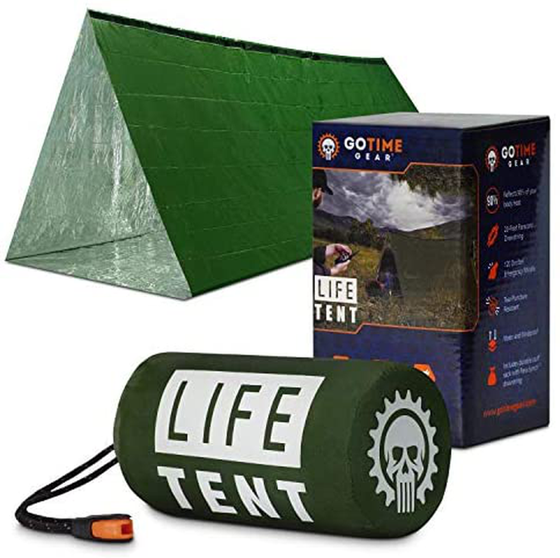 Go Time Gear Life Tent Emergency Survival Shelter – 2 Person Emergency Tent – Use as Survival Tent, Emergency Shelter, Tube Tent, Survival Tarp - Includes Survival Whistle & Paracord Sporting Goods > Outdoor Recreation > Camping & Hiking > Tent Accessories Go Time Gear Green  