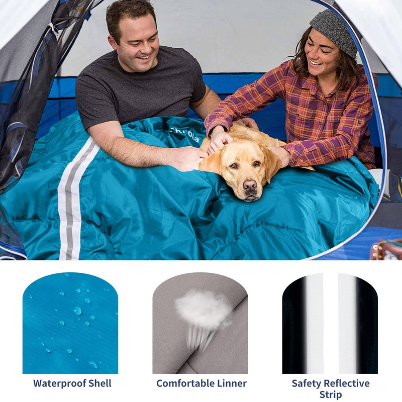 Double Sleeping Bags for Adults 3 Season Warm Cold Weather for Family Camping, Backpacking or Hiking, 2 Peason Outdoor Waterproof Lightweight Sleeping Bag with Pillow, Compression Sack Included Sporting Goods > Outdoor Recreation > Camping & Hiking > Sleeping Bags Eackrola   