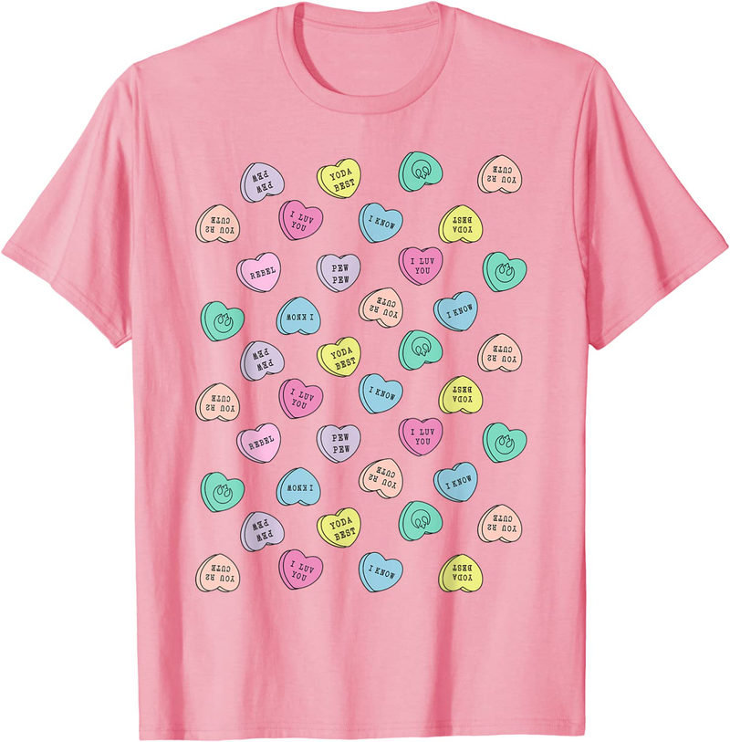 Star Wars Candy Hearts Love Valentine'S Day Graphic T-Shirt Home & Garden > Decor > Seasonal & Holiday Decorations STAR WARS Pink Men Small