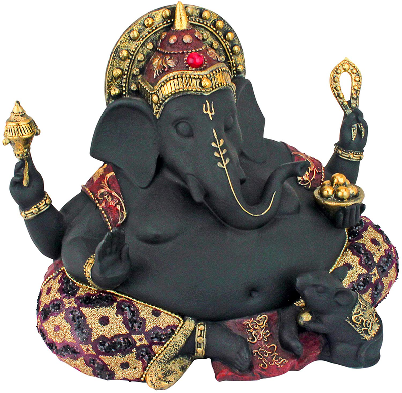 Design Toscano QS29200 Standing Lord Ganesha on Lotus Flower Hindu Elephant God Statue Candle Holder, 10 Inch, Black, Red and Gold Home & Garden > Decor > Home Fragrance Accessories > Candle Holders Design Toscano Big Belly  
