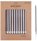 PHD CAKE 24-Count Gold Long Thin Birthday Candles, Cake Candles, Birthday Parties, Wedding Decorations, Party Candles Home & Garden > Decor > Home Fragrances > Candles PHD CAKE Silver  
