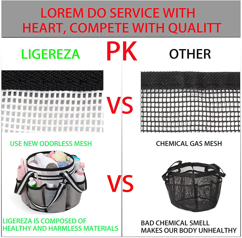 Ligereza Multi-Function Suspension Handles Mesh Portable Shower Caddie, Large Capacity, round Bottom, 9 Side Pockets, College Dorm Room Essentials, Bathroom Caddy Shower Bag ( Large White ) Sporting Goods > Outdoor Recreation > Camping & Hiking > Portable Toilets & Showers Ligereza   