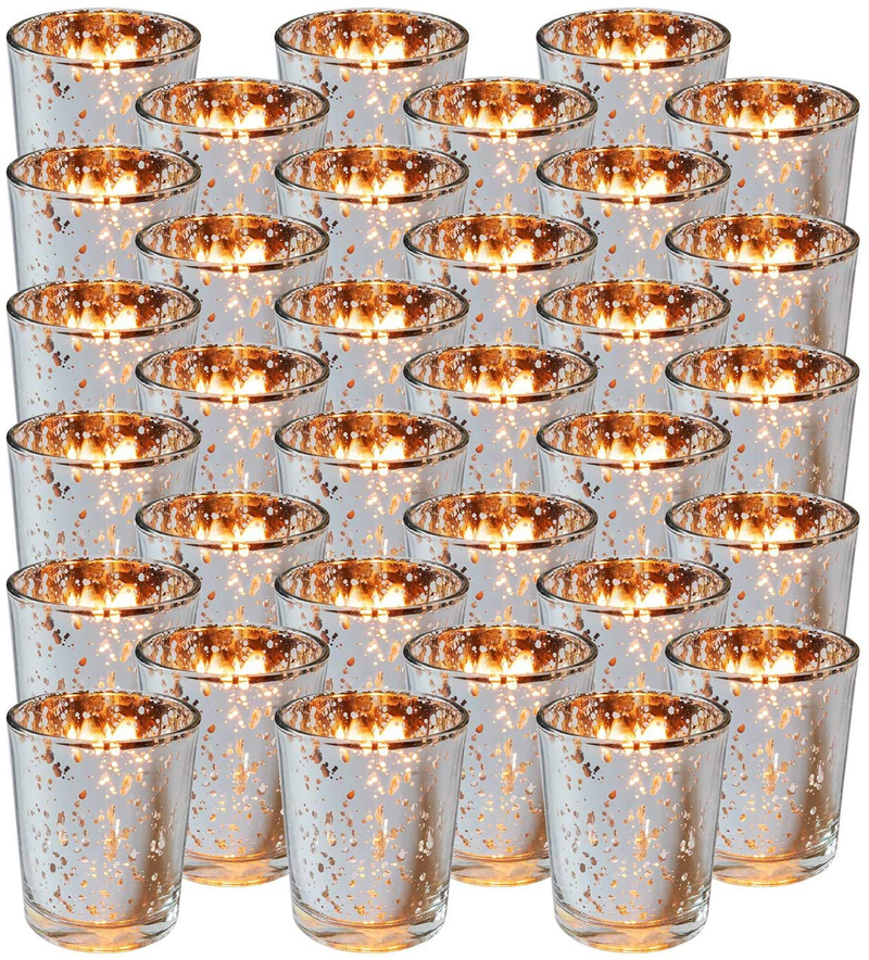 Royal Imports Silver Mercury Glass Votive Candle Holder, Table Centerpiece Tealight Decoration for Elegant Dinner, Party, Wedding, Holiday, Set of 36 (Unfilled) Home & Garden > Decor > Home Fragrances > Candles Royal Imports Silver 36 