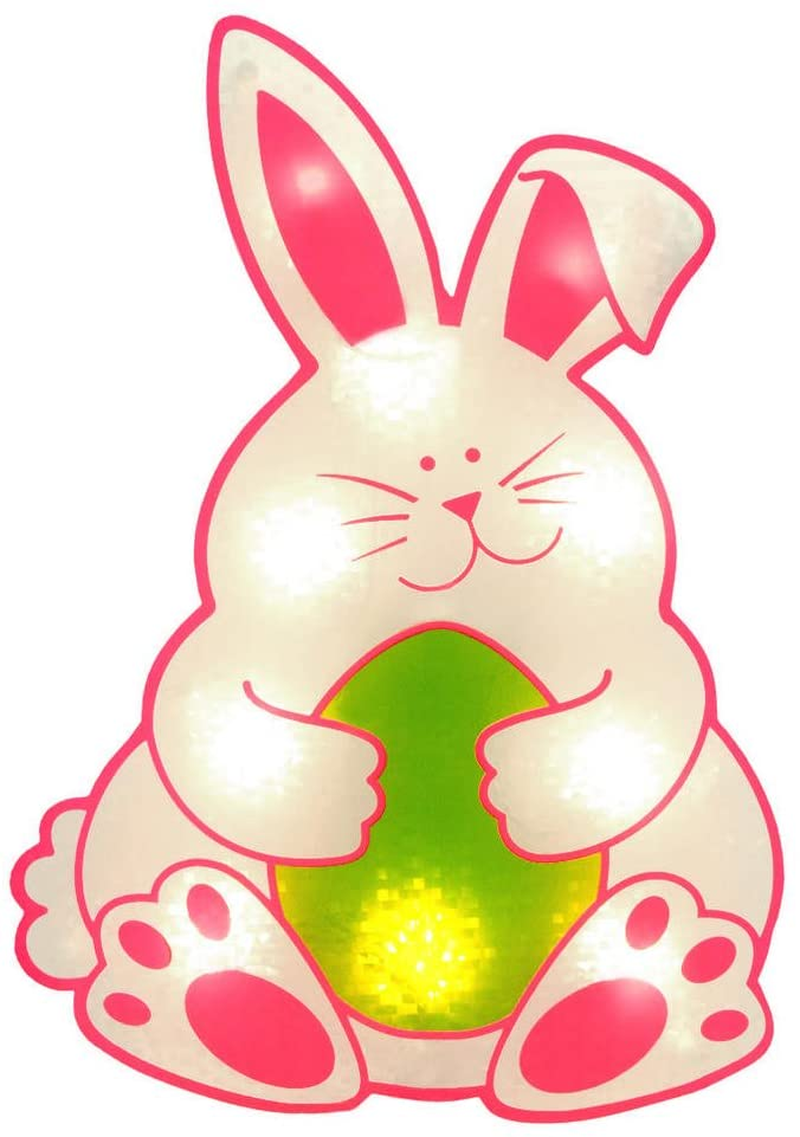 Impact Innovations Easter Shimmer Lighted Window Decoration, Bunny with Egg Home & Garden > Decor > Seasonal & Holiday Decorations Impact Innovations   