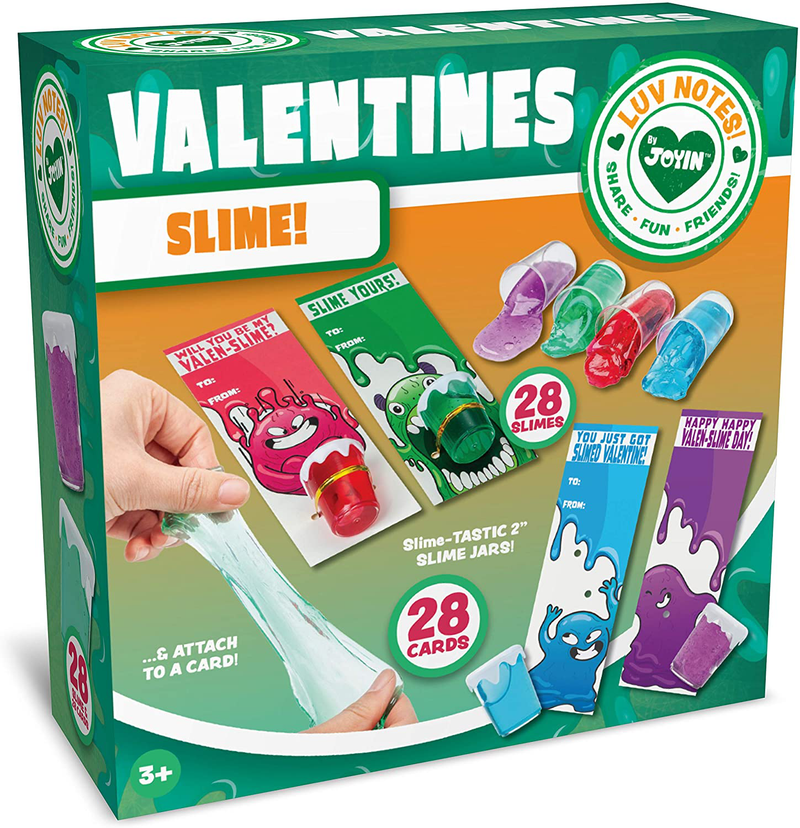 JOYIN 28 PCS Valentines Day Gifts Cards for Kids with Slime Stress Relief Fidget Toy Party Favor Toys for Valentine Classroom Exchange Cards and Valentine'S Party Favor Home & Garden > Decor > Seasonal & Holiday Decorations JOYIN   