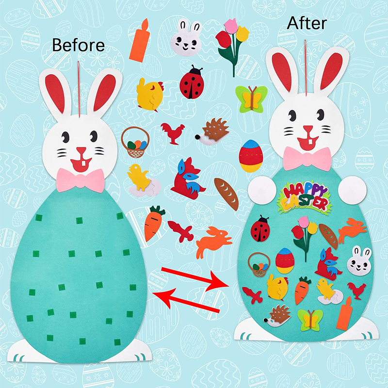 Easter Decorations Felt Bunny DIY Gifts for Kids,Easter Decor Hanging Felt Rabbit Craft Kits with Detachable Ornaments for Home Door Wall,Easter Eggs Spring Themed Party Favor Supplies Clearance Home & Garden > Decor > Seasonal & Holiday Decorations RioGree   