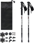 Ruedamann 24.8" to 53.1" Trekking Poles,Lightweight Hiking Poles,220 Lbs Capacity,2Pc Collapsible Adjustable Walking Sticks,Shock-Absorbent,Twist-Lock,All Terrain Accessories, 6 Pairs of Tips