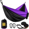 Puroma Camping Hammock Single & Double Portable Hammock Ultralight Nylon Parachute Hammocks with 2 Hanging Straps for Backpacking, Travel, Beach, Camping, Hiking, Backyard Home & Garden > Lawn & Garden > Outdoor Living > Hammocks Puroma Black & Violet Large 