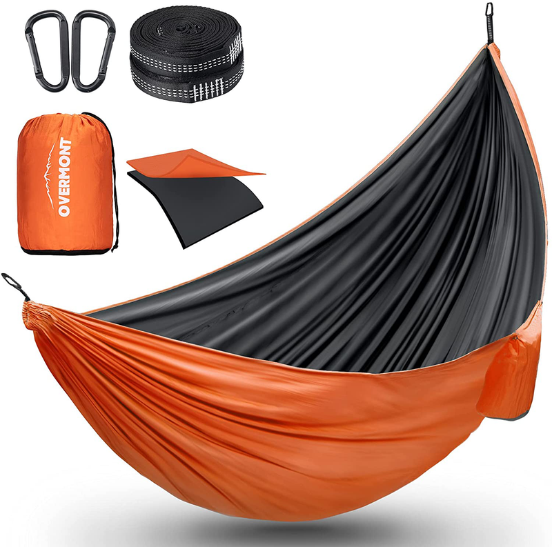 Overmont Camping Hammock with Mosquito Net Double Layer Backpacking Hammock with Bug Netting Lightweight Portable for Outdoors Adventure Hiking Travel with 9.8ft Tree Straps Max Load of 880lbs Home & Garden > Lawn & Garden > Outdoor Living > Hammocks Overmont Black+orange 110 x 73" 