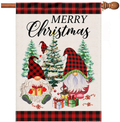 Pinata Christmas House Flags 28 x 40 Double Sided, Burlap Large Red Black Buffalo Plaid Gnome Tree Flag for Yard Outdoor Outside Decoration Home & Garden > Decor > Seasonal & Holiday Decorations& Garden > Decor > Seasonal & Holiday Decorations pinata Christmas gnome 28x40 