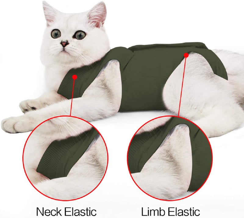 Ouuonno Cat Wound Surgery Recovery Suit for Abdominal Wounds or Skin Diseases, after Surgery Wear, Pajama Suit, E-Collar Alternative for Cats