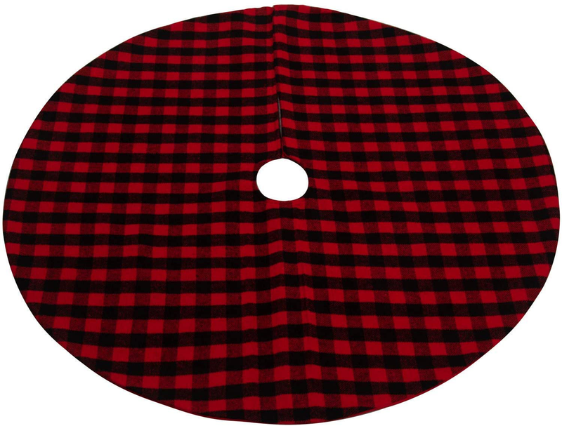 CXDY Plaid Christmas Tree Skirt Ornament 48inch Diameter Christmas Decoration New Year Party Supply Home & Garden > Decor > Seasonal & Holiday Decorations > Christmas Tree Skirts CXDY Default Title  