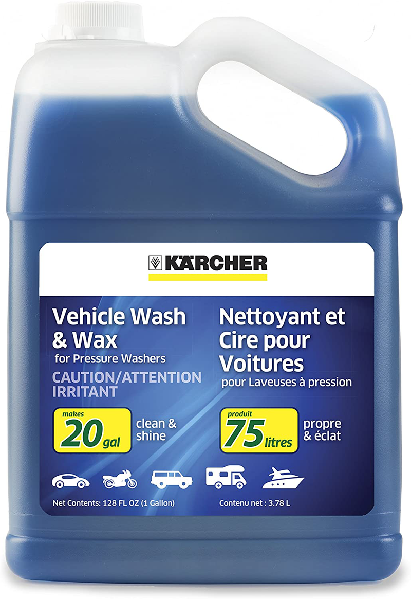 Karcher Car Wash & Wax Soap for Pressure Washers, 1 Quart  Karcher Vehicle Wash 1 Gallon 