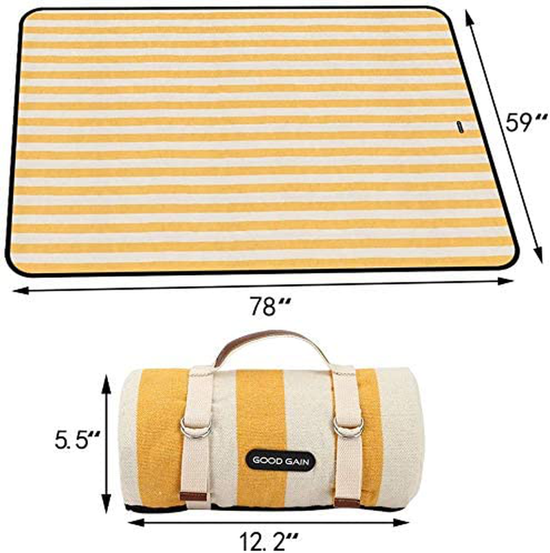 Picnic Blanket Beach Blanket Portable with Carry Strap, Large Foldable Picnic Rug Machine Washable for Outdoor Camping Party,Wet Grass,Hiking,Kids Playground. Home & Garden > Lawn & Garden > Outdoor Living > Outdoor Blankets > Picnic Blankets GOOD GAIN   