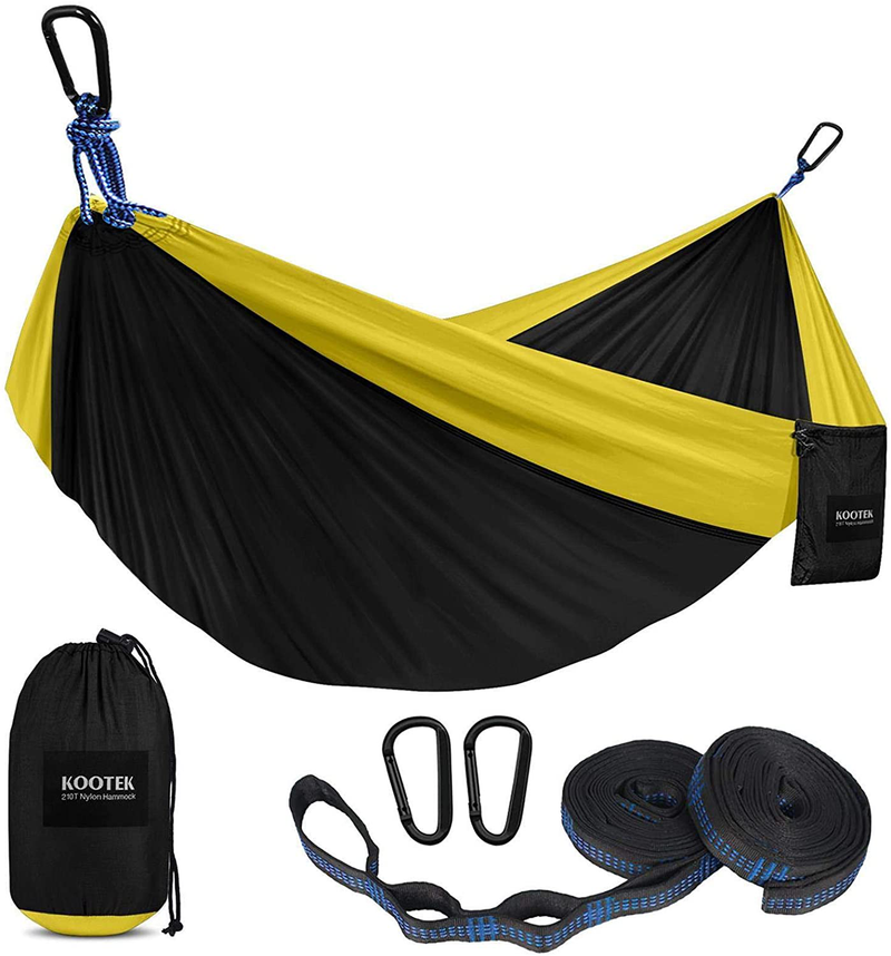 Kootek Camping Hammock Double & Single Portable Hammocks with 2 Tree Straps, Lightweight Nylon Parachute Hammocks for Backpacking, Travel, Beach, Backyard, Patio, Hiking