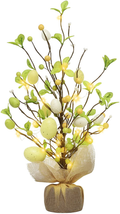 Rosecraft Easter Decorations, 18 Inch Pre-Lit Easter Egg Tree Tabletop Decor with Delicate Oranments, for Home Party Wedding Holiday Spring Summer Decoration - Gifts, Yellow/White. Home & Garden > Decor > Seasonal & Holiday Decorations RoseCraft Yellow/White  