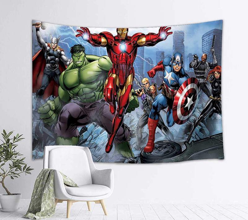 Hulk Iron Man Spider-man Captain America Superhero Custom Tapestry,Comics Theme Wall Hanging for Bedroom Living Room Dorm, 60 X 50 Inch Home & Garden > Decor > Artwork > Decorative Tapestries YCLQCTPART Ht1 60x40 inch 