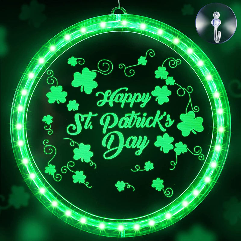St. Patrick'S Day Decoration Window Light, Lighted up Shamrock Clover Sign Green LED Light Battery Operated for Irish Happy St. Patrick'S Day Party Lucky Indoor Outdoor Decor (Word Style) Arts & Entertainment > Party & Celebration > Party Supplies Enhon   
