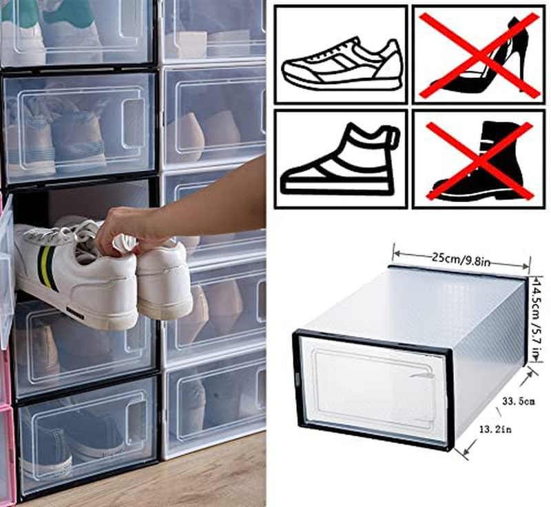Mingerder Shoe Organizer Boxes Side Door Shoe Storages for Closet，12 Pack Shoe Box Clear Plastic Stackable Can Connect Dustproof and Ventilated Debris Storage Boxes Furniture > Cabinets & Storage > Armoires & Wardrobes mingerder   