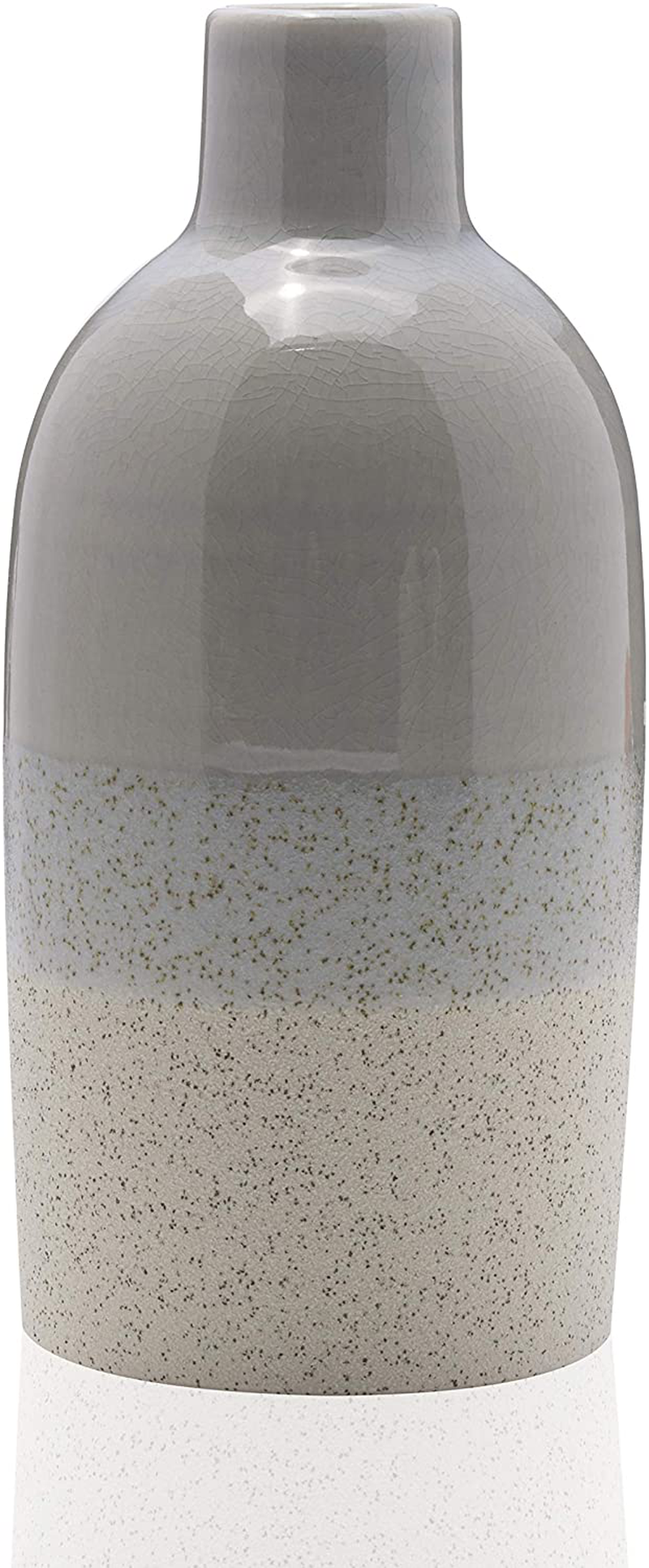 Scott Living Oasis Layered Ceramic Bottle Vase, 9 inch, Light Gray Home & Garden > Decor > Vases Scott Living 9 inch  