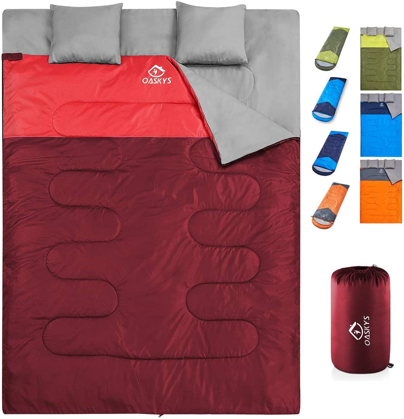 Oaskys Camping Sleeping Bag - 3 Season Warm & Cool Weather - Summer, Spring, Fall, Lightweight, Waterproof for Adults & Kids - Camping Gear Equipment, Traveling, and Outdoors Sporting Goods > Outdoor Recreation > Camping & Hiking > Sleeping Bags oaskys Maroon 59in x 86.6" 