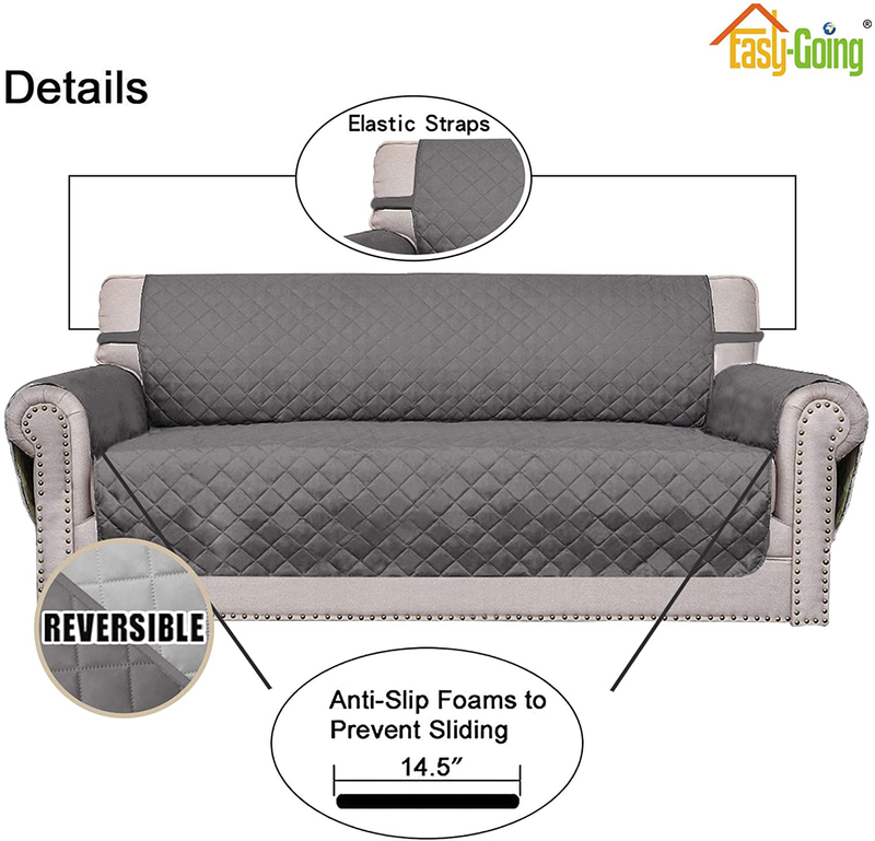 Easy-Going Sofa Slipcover Reversible Loveseat Sofa Cover Couch Cover for 2 Cushion Couch Furniture Protector with Elastic Straps for Pets Kids Dog Cat (Oversized Loveseat, Gray/Light Gray) Home & Garden > Decor > Chair & Sofa Cushions Easy-Going   