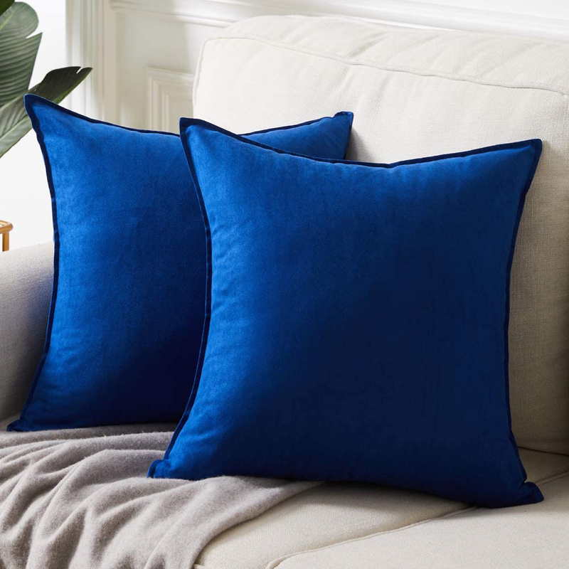 Fancy Homi 2 Packs Premium Faux Suede Decorative Throw Pillow Covers, Super Soft Square Pillow Case,Solid Cushion Cover for Couch/Sofa/Bedroom (20"X 20",Set of 2, Royal Blue) Home & Garden > Decor > Chair & Sofa Cushions Fancy Homi Blue 16"x 16",set of 2 