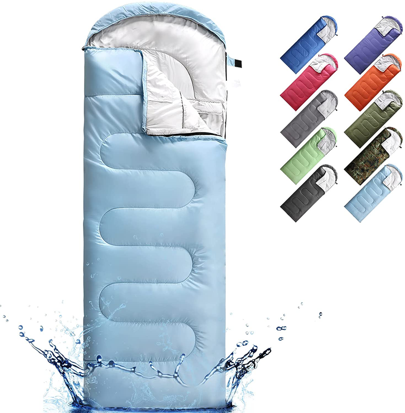 Sleeping Bags for Adults, Teens & Kids - Use for 3-4 Seasons, Warm & Cold Weather - Lightweight, Portable, Waterproof, Use for Backpacking, Hiking and Camping Sporting Goods > Outdoor Recreation > Camping & Hiking > Sleeping Bags Luffield Sky Blue/Left Zip Single 