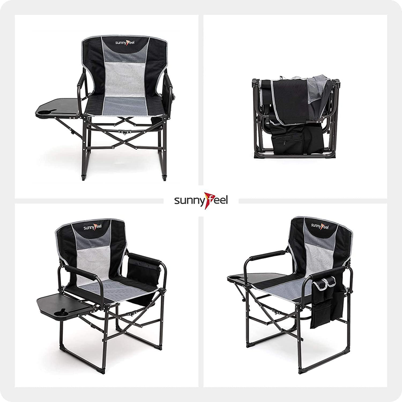 SUNNYFEEL Camping Directors Chair, Heavy Duty,Oversized Portable Folding Chair with Side Table, Pocket for Beach, Fishing,Trip,Picnic,Lawn,Concert Outdoor Foldable Camp Chairs Sporting Goods > Outdoor Recreation > Camping & Hiking > Camp Furniture Sunnyfeel   